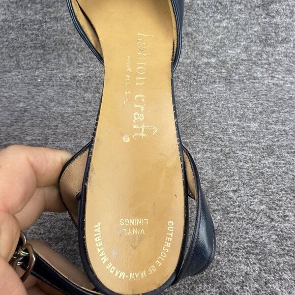 ✅VTG Fashion Craft Heels Womens 7.5 2A/4A Blue Leather Ankle Strap✅Nostalgia USA - Picture 3 of 14